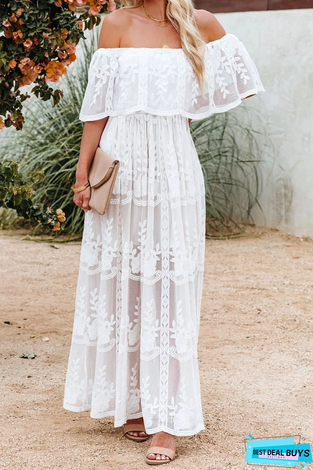 Fashion Street Print Off the Shoulder A Line Dresses(6 Colors)