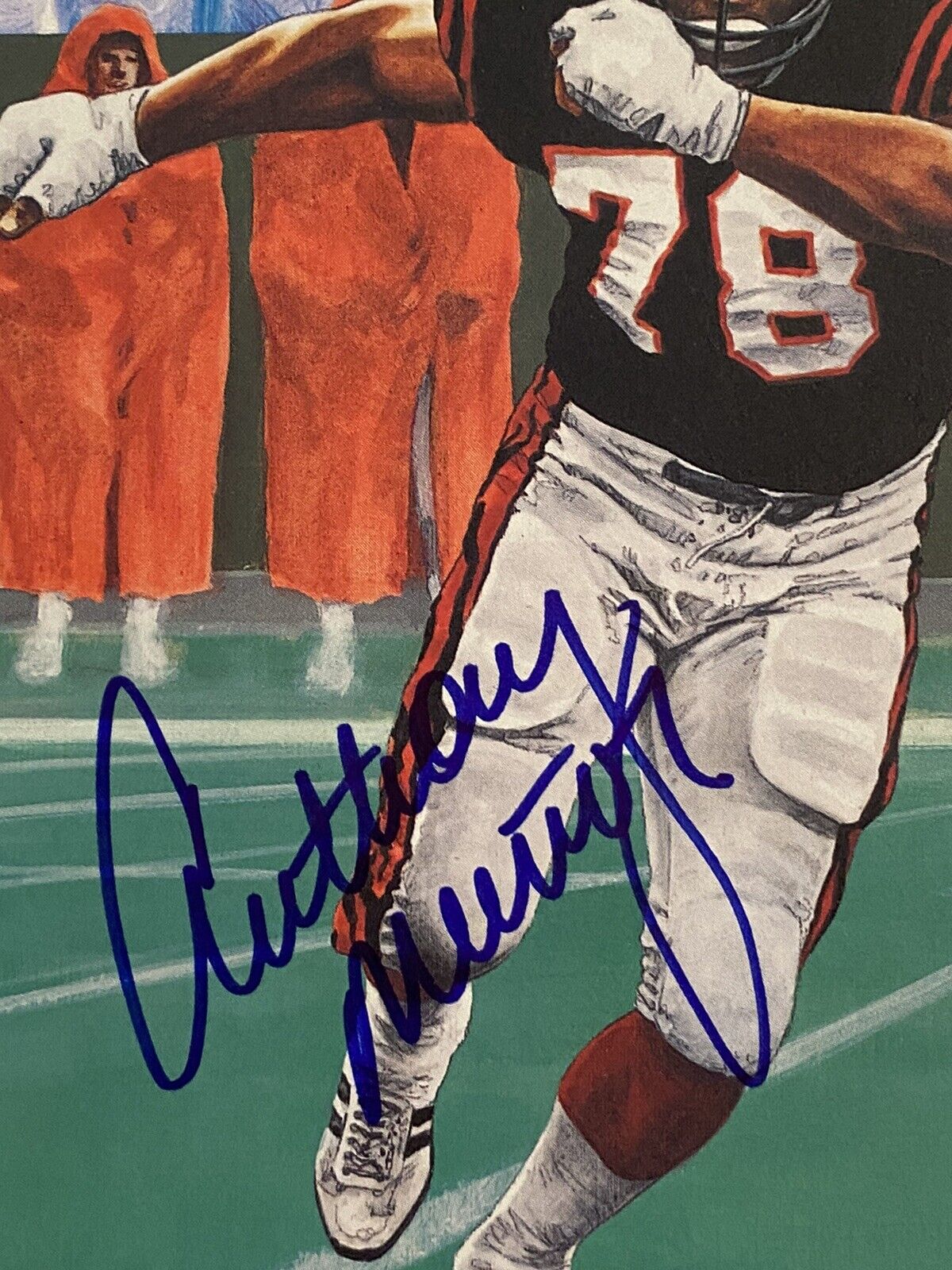 Anthony Munoz Autographed Bengals Goal Line Art Card JSA/COA