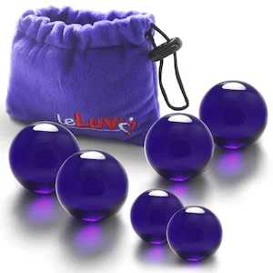 pornhint Pornhint LeLuv Glass Ben-Wa Balls Classic Kegel Exercisers Small, Medium & Large Pairs with Premium Padded Pouch