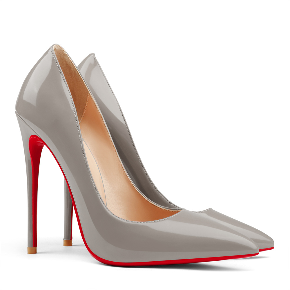 120mm Red Bottom Women's Pointy Toe Party Wedding Patent High Heels-MERUMOTE