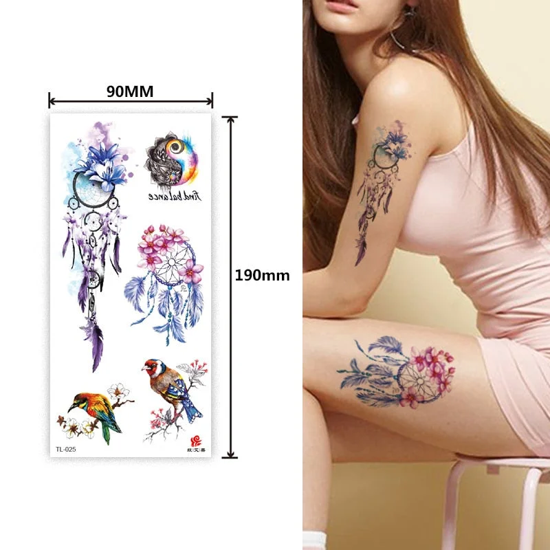 Animal and plant totem flower butterfly bird fox body arm waterproof men and women healthy natural temporary tattoo stickers