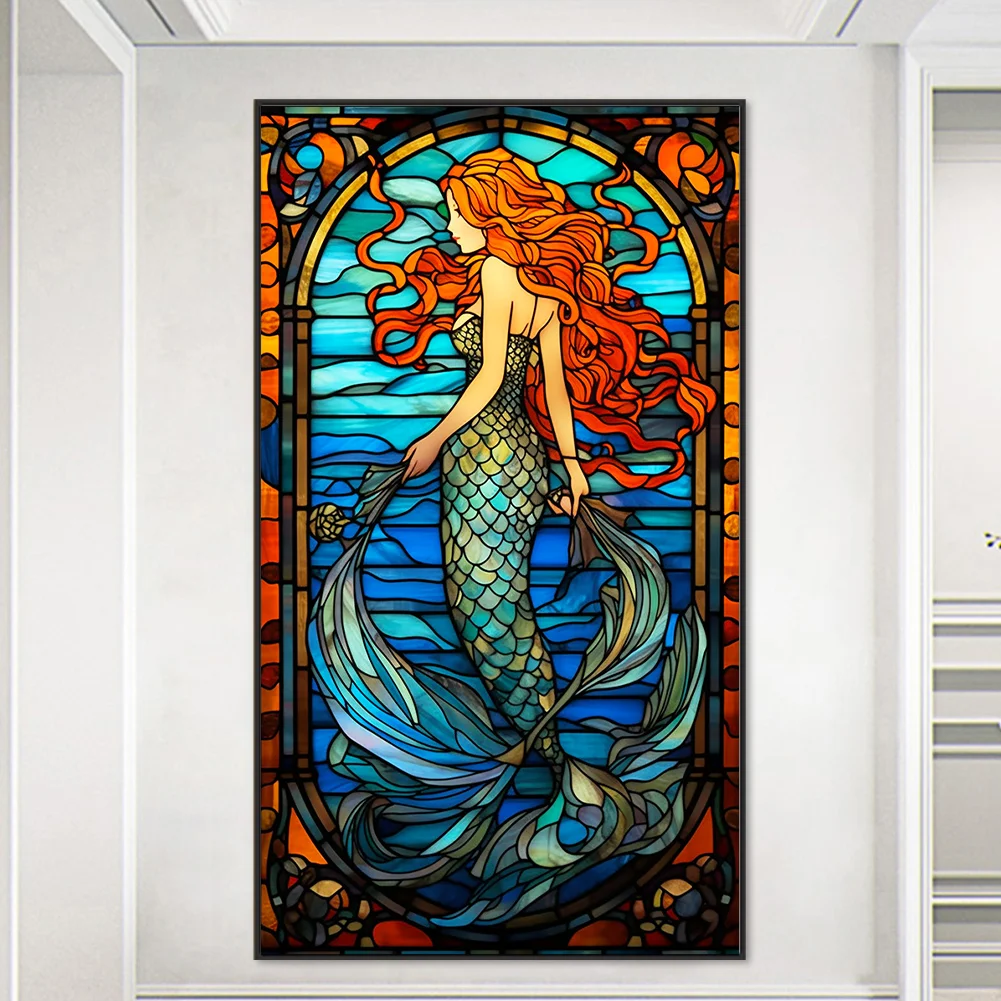 Diamond Painting - Full Round Drill - Stained Glass Mermaid(40*70cm)