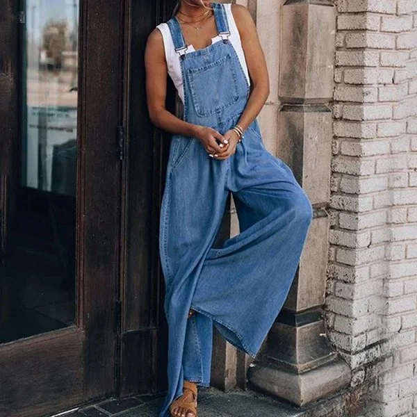 🔥50% OFF & Free Shipping - Women's Loose Adjustable Strap Wide Leg Denim