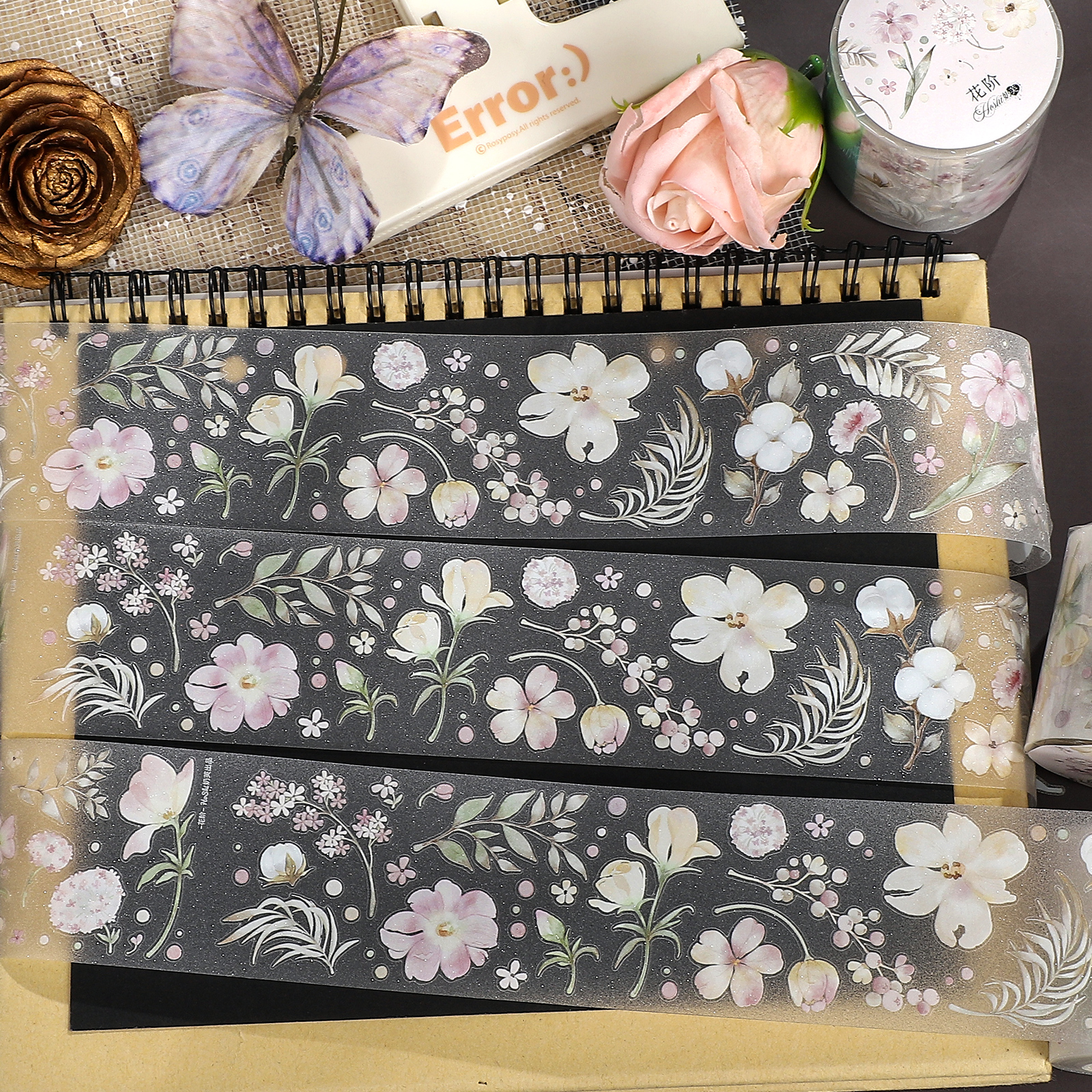 PET 테이프 - 45mm*5m 빈티지 식물 꽃 계단