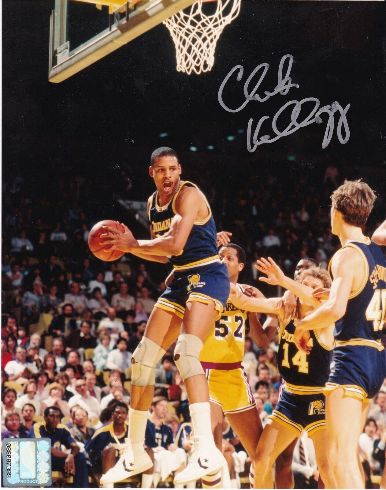 CLARK KELLOG INDIANA PACERS ACTION SIGNED 8x10