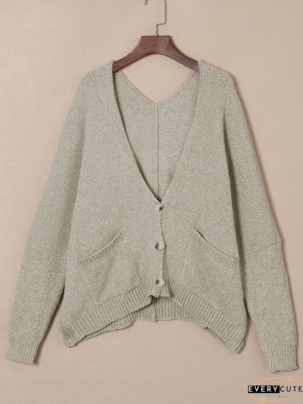 Solid Color Knit Cardigan