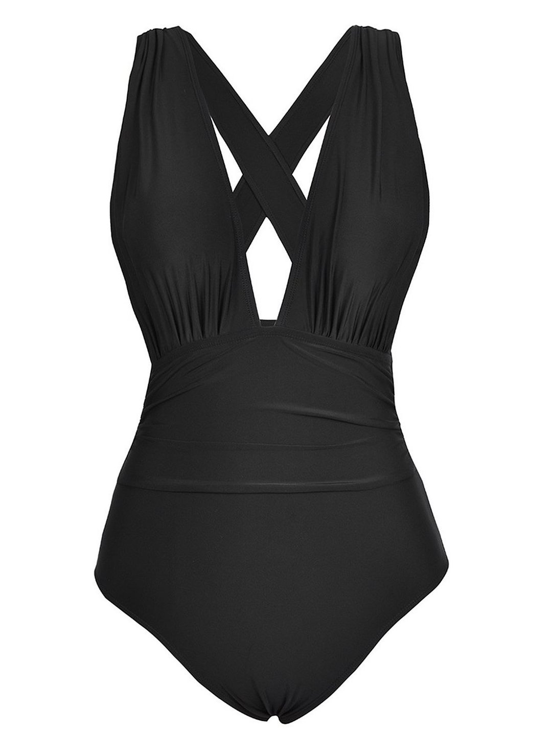 Women S High Neck Criss Cross Ruched One Piece Swimsuit Cut Out Solid Padded Monokini Bathing Suit