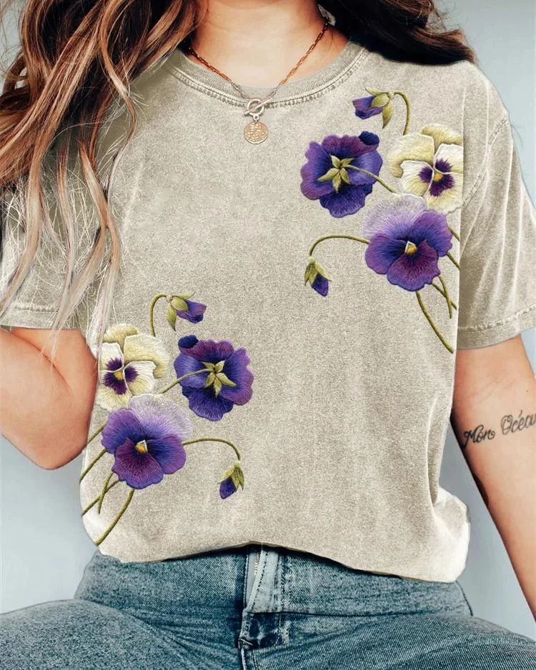 Simple Flowers Short Sleeve Tshirt