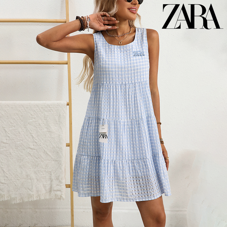 Letní dámské šaty bez rukávů ve stylu ZARA