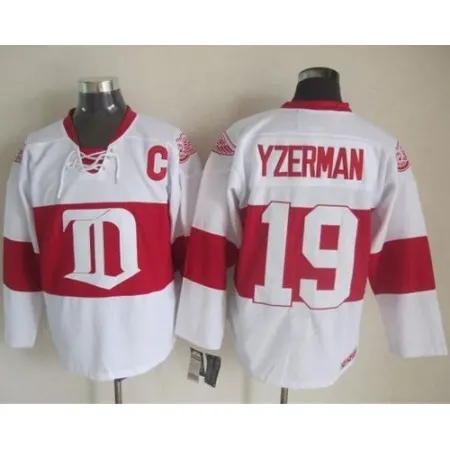 Red Wings #19 Steve Yzerman White Winter Classic CCM Throwback Stitched NHL Jersey