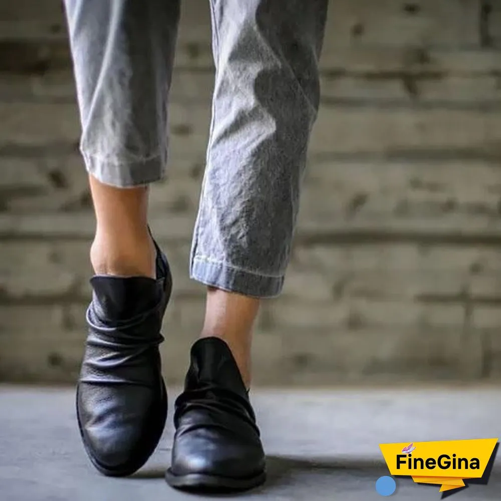 Slip-On Low Heel Casual Boots