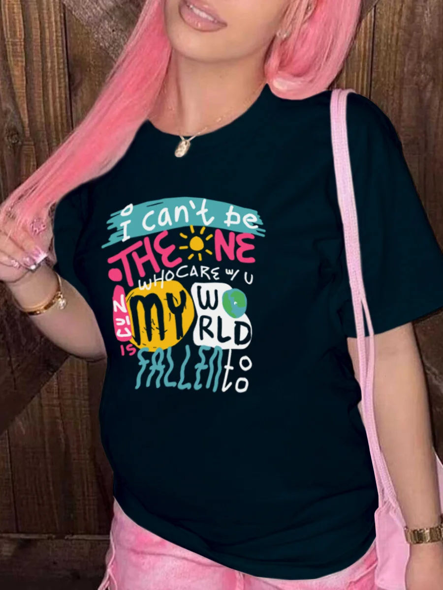 Fashion Round Neck Letter Print T-shirt | IFYHOME