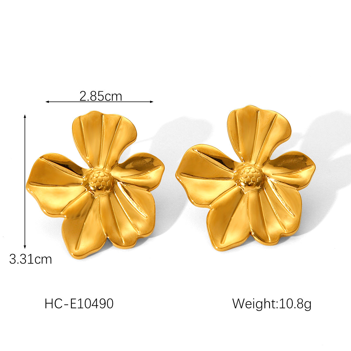 IG Style Irregular Pleated Conical Droplet Wave Geometric Leaf Flower Stainless Steel Electroplating Earrings
