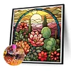 Diamond Painting -DIY Round Drill Cactus Flower Stained Glass