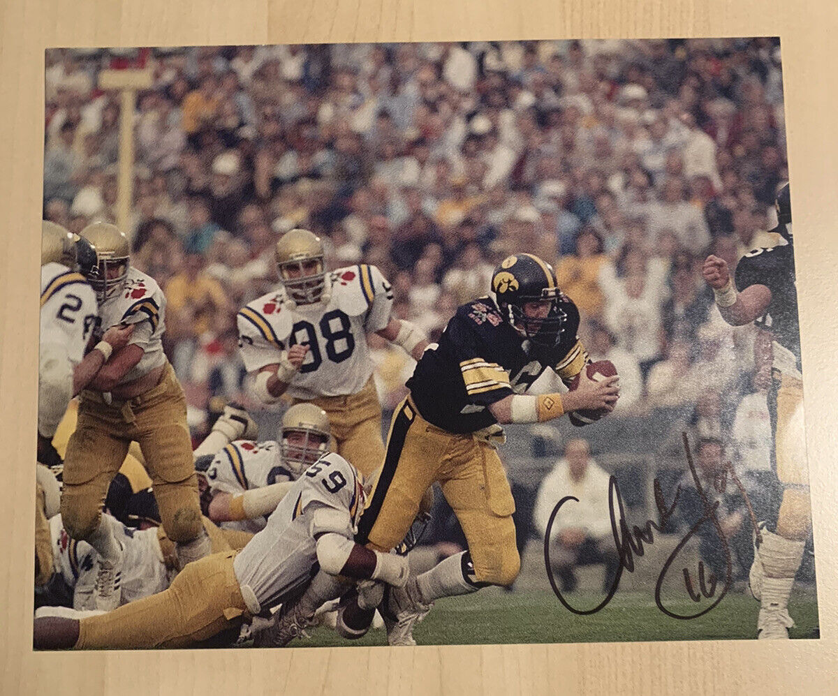 IOWA HAWKEYES LEGEND CHUCK LONG SIGNED 8x10 Photo Poster painting AUTO AUTOGRAPHED VERY RARE COA