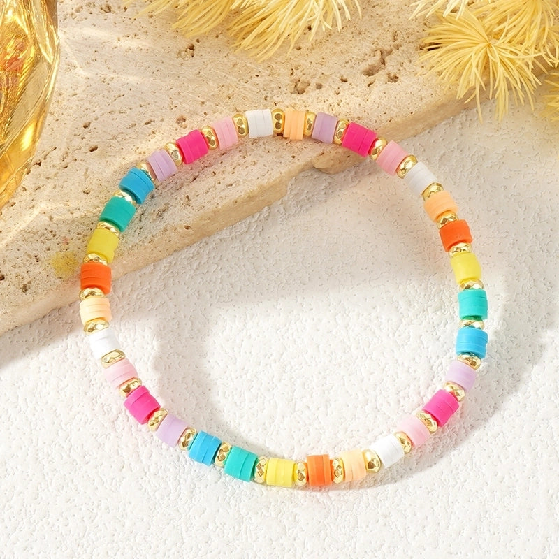 Bohemian Geometric Natural Stone Soft Clay Bracelets In Bulk