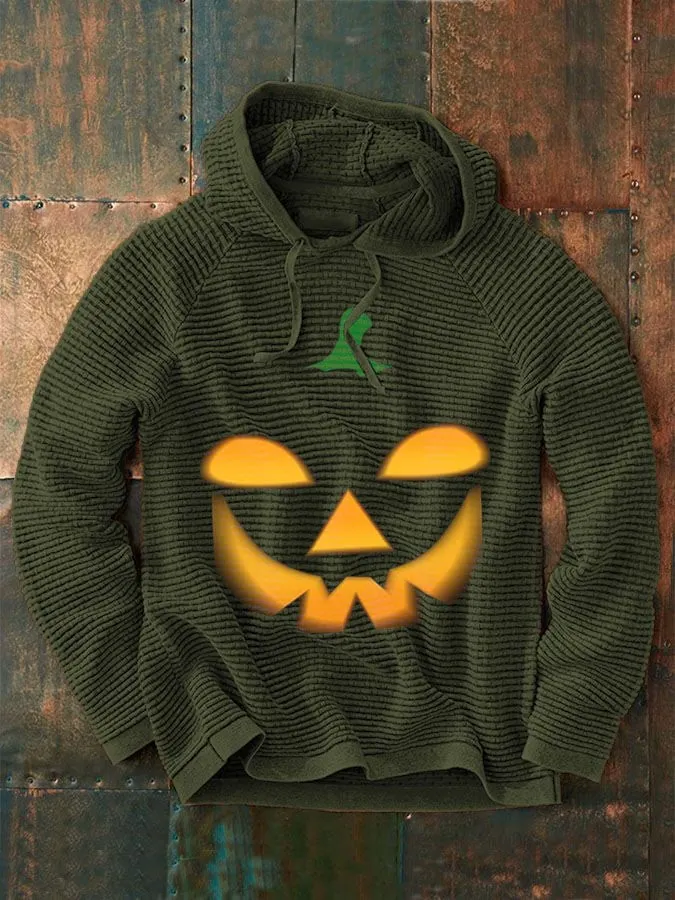 Casual Pumpkin Print Long Sleeve Hoodie