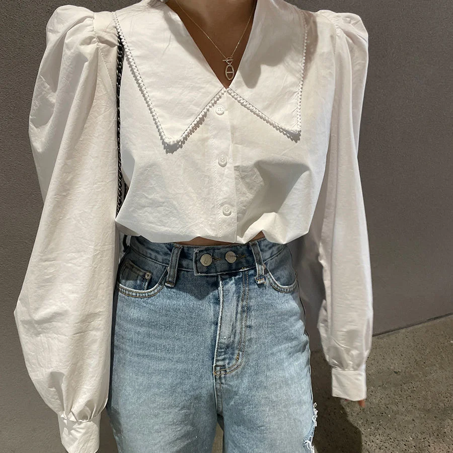 Women'Tunic Casual Solid Tops OL Style Lapel Neck Office Ladies Blouse 2023 Female  Party Blusas Femininass