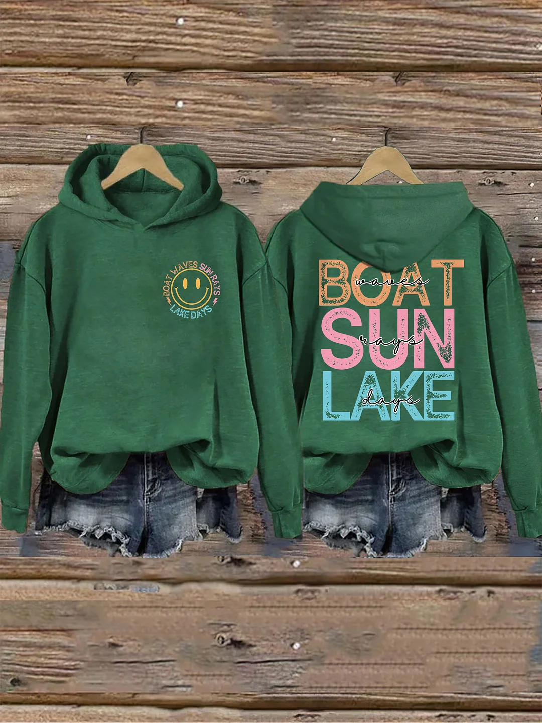 Boat Waves Sun Rays Lake Days Hoodie