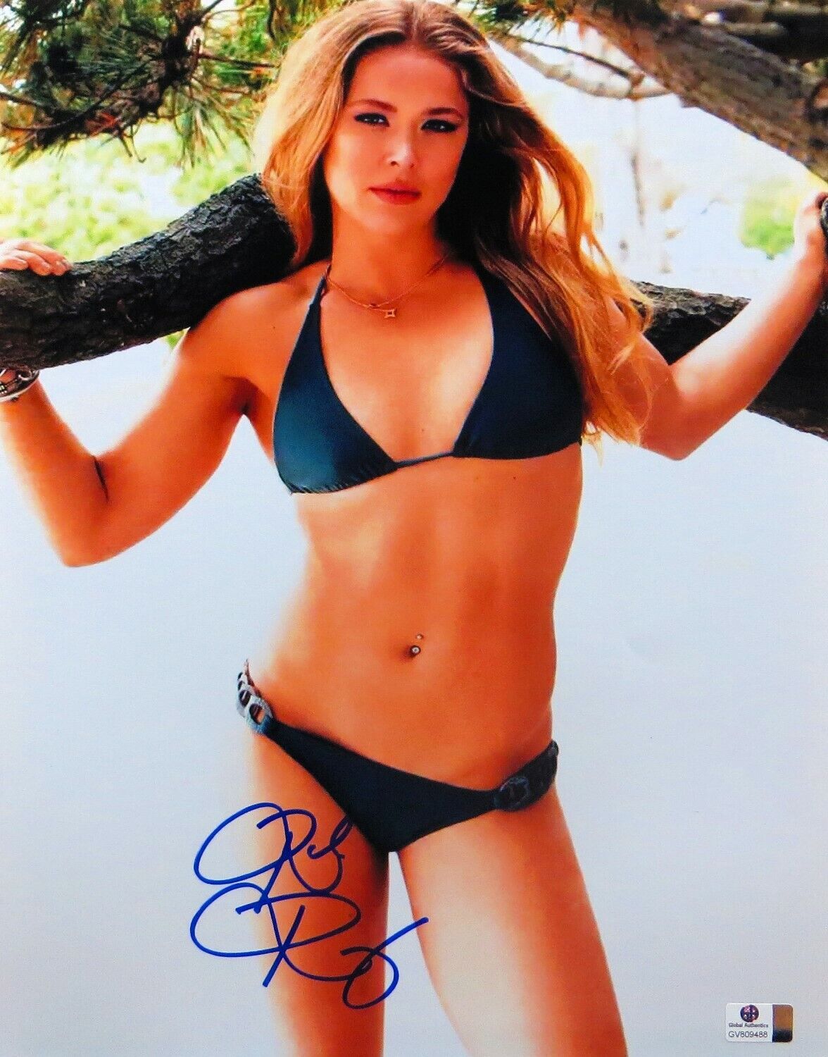 Ronda Rousey Signed Autographed 11X14 Photo Poster painting UFC Champ Sexy Beach Bikini GV809488