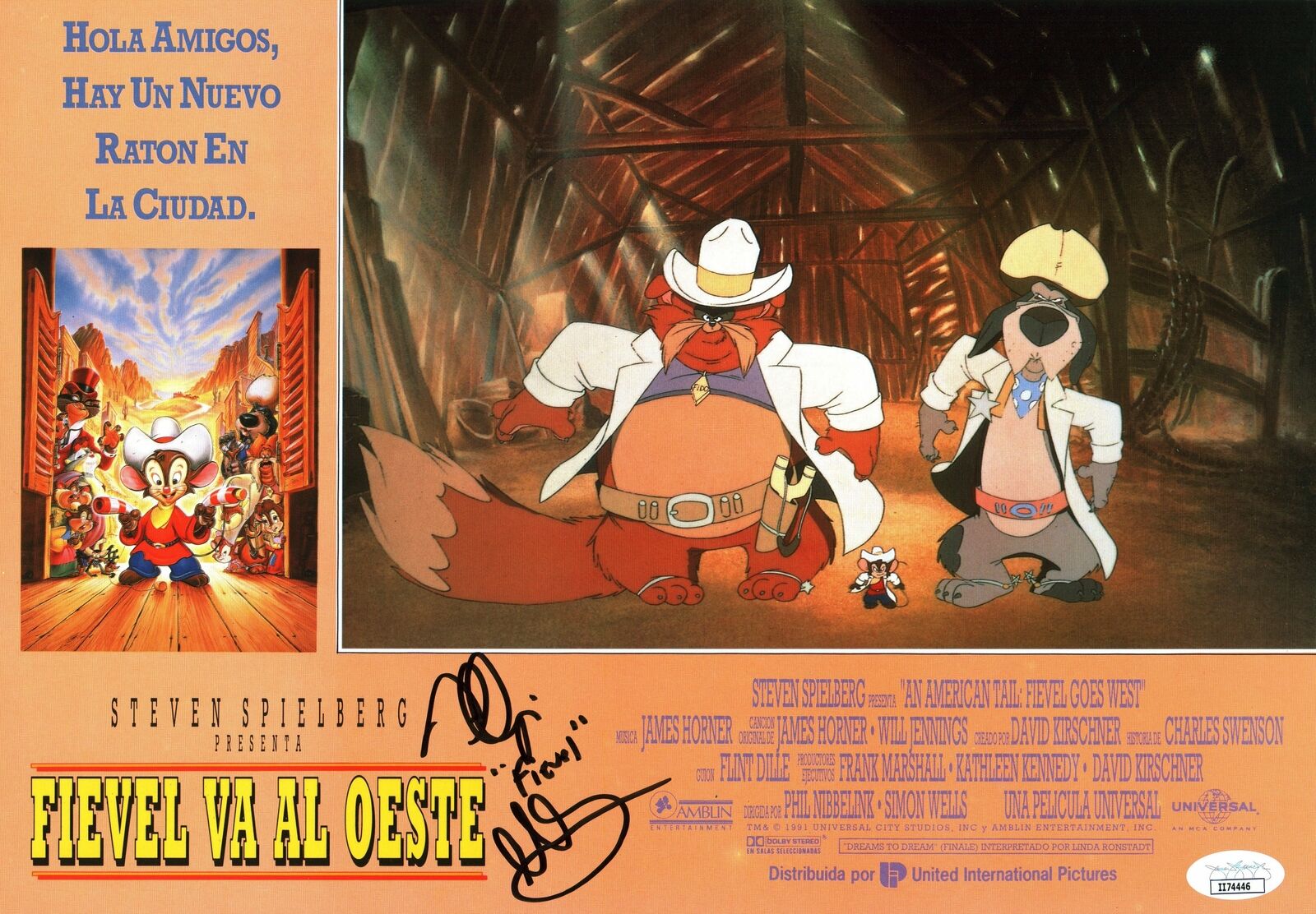 Phillip Glasser An American Tail Fievel 9.5x12 Lobby Card Signed Auto JSA COA