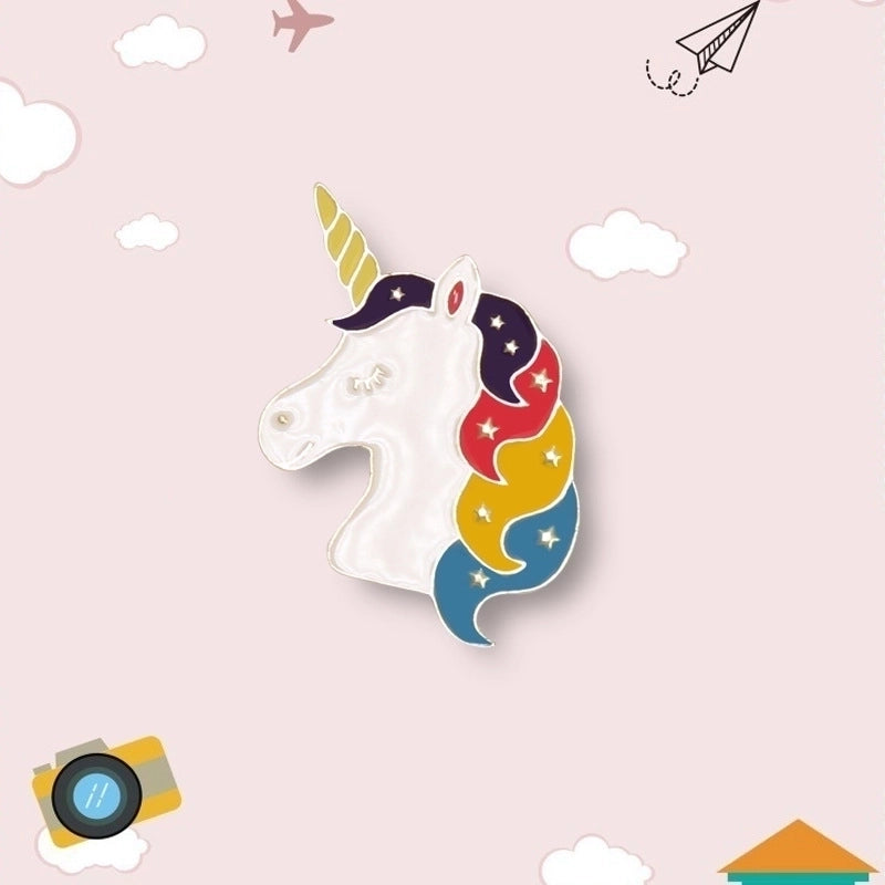 5 Pieces Cute Pin Geometric Rainbow Heart Shape Alloy Enamel Women’S Brooches