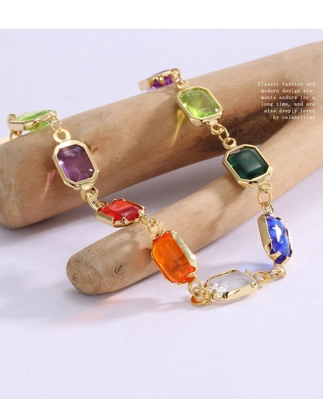 Copper-Plated Gold Color Mix And Match Fashion Square Butterfly Cute Bracelet