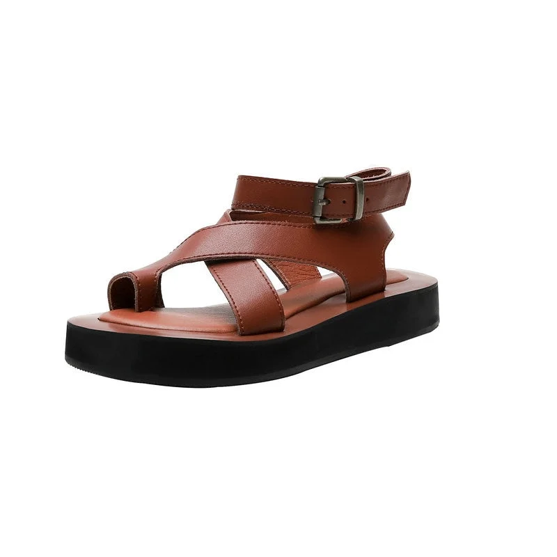 100% Cow Leather flat platform Sandals woman shoes fashion ladies party dress shoes woman summer style women slip-flop