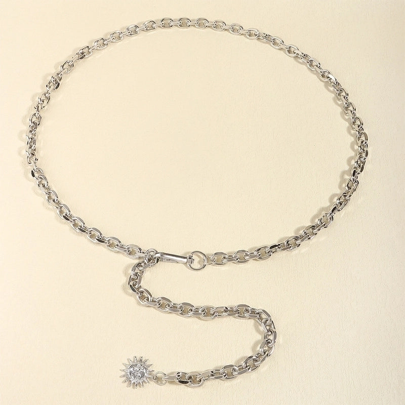 Minimalist Geometric Solid Color Metal Women’s Chain Belts