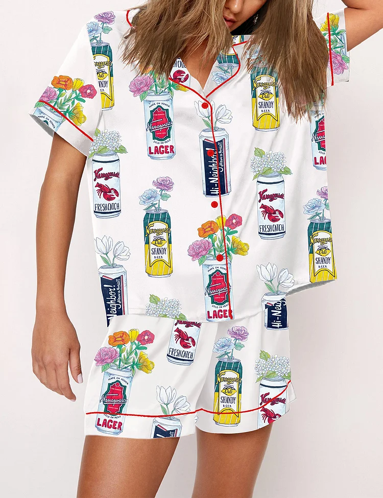Women's Narragansett Beer Art Rhode Island Print Pajama Set