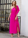 Original Solid Skew Shoulder Maxi Dress