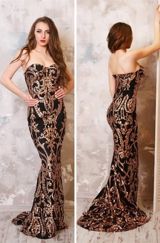 Gorgeous Sweetheart Mermaid Prom Dress Long Sequins Evening Gowns - lulusllly