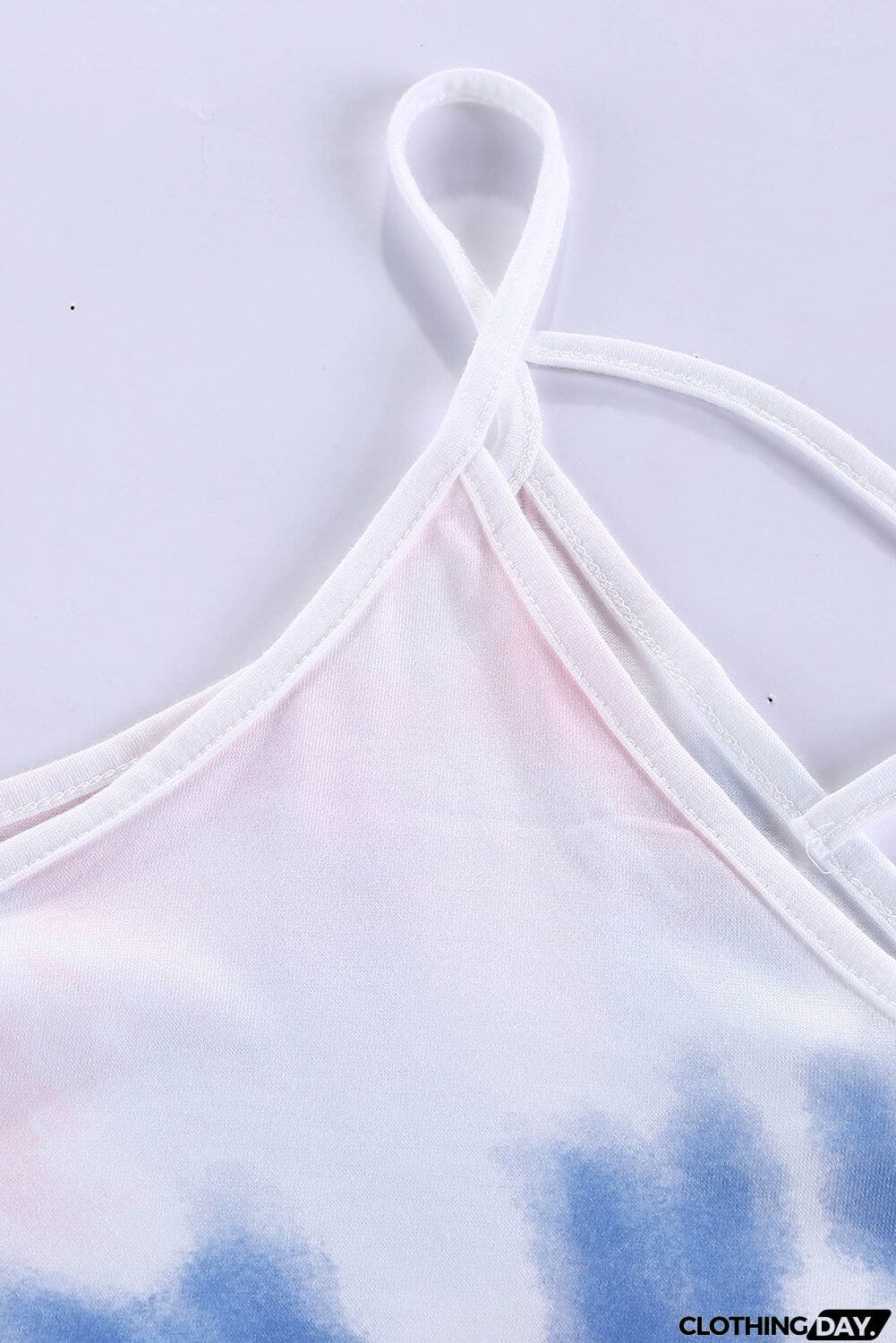 Cute Pink Tie Dye Strappy Crossed Neckline Tank Top