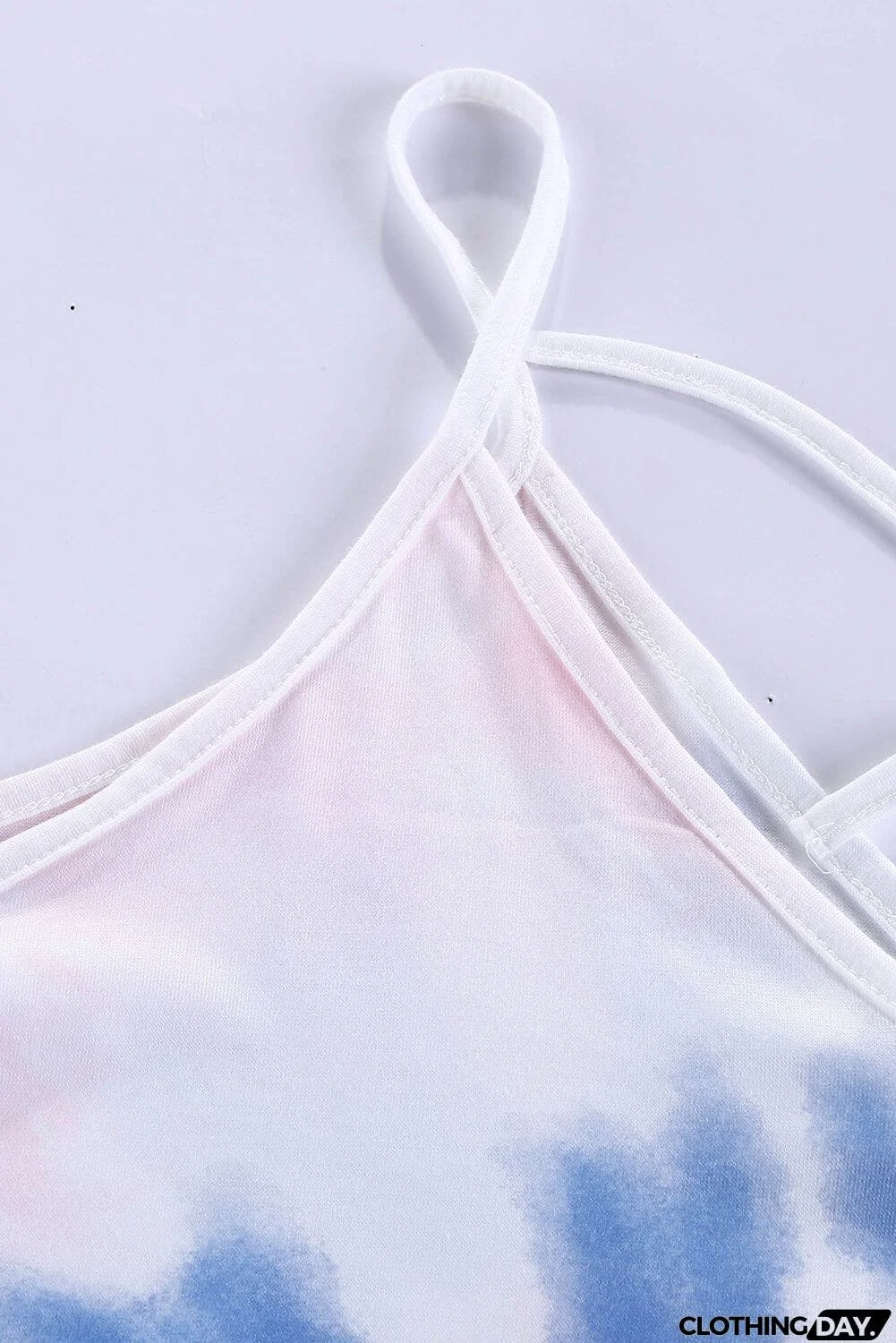 Cute Pink Tie Dye Strappy Crossed Neckline Tank Top