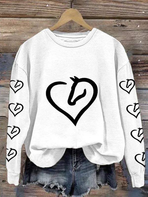 Love Horse Print Sweatshirt
