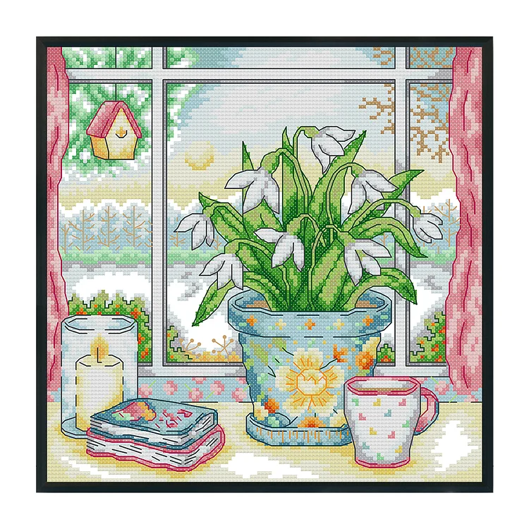 Joy Sunday Seasons Vase On Windowsill 14CT Stamped/Counted Cross Stitch 29*29CM
