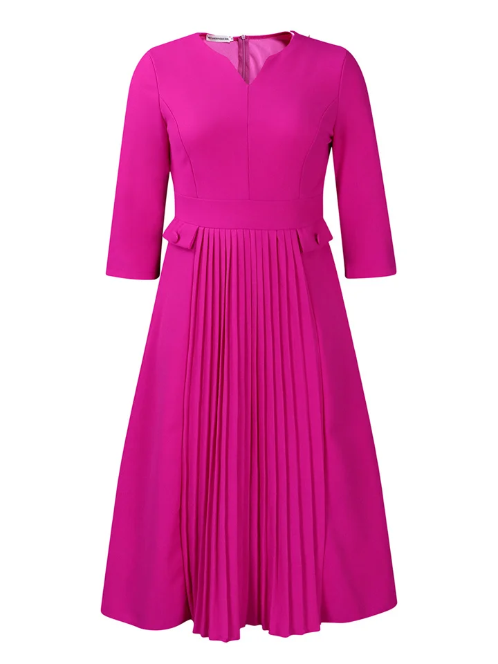 Long Sleeve Multi-layer Ruffled Irregular Solid Color Dress