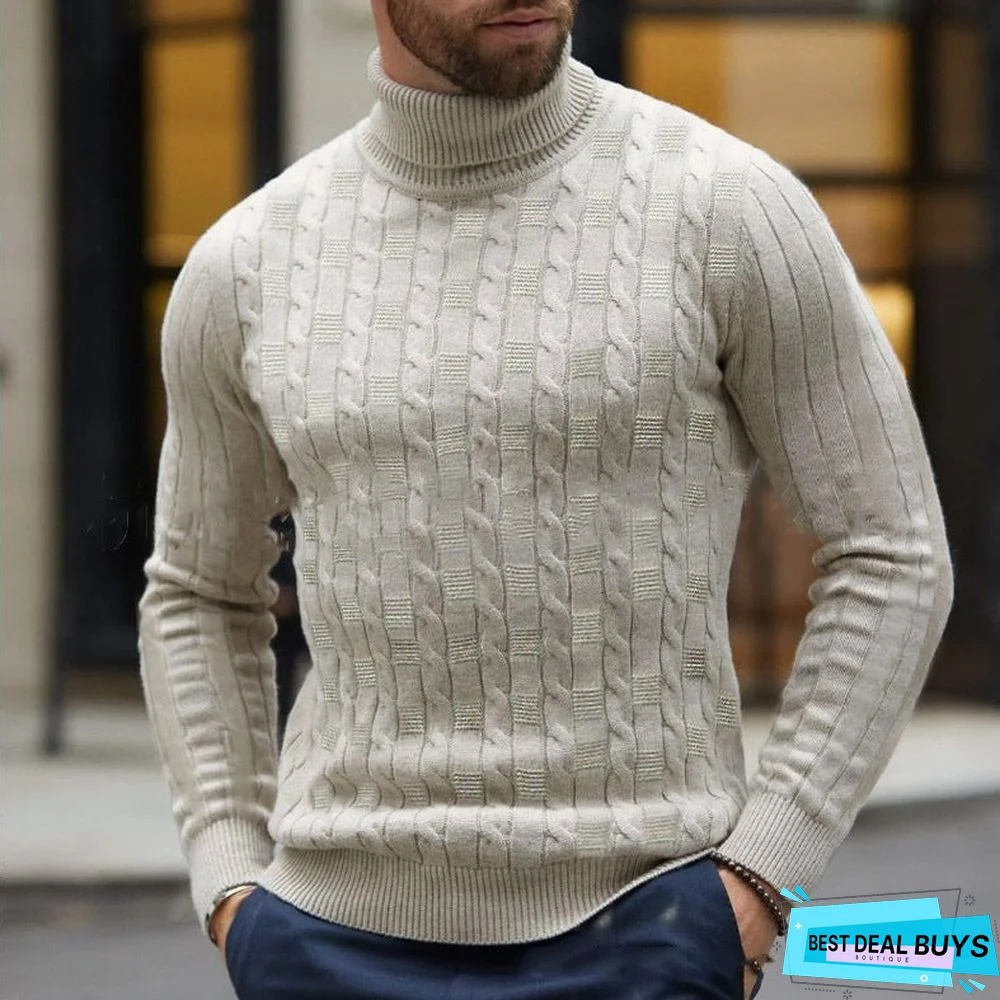 High Collar Simple Slim Men's Sweater
