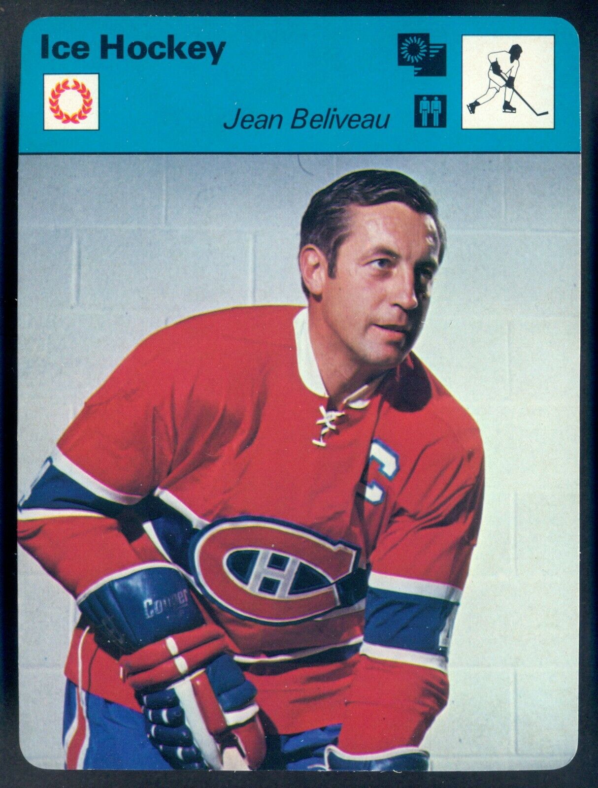 1977 SPORTSCASTER ICE Jean Beliveau NM MONTREAL CANADIENS 1970-71 Season Photo Poster painting