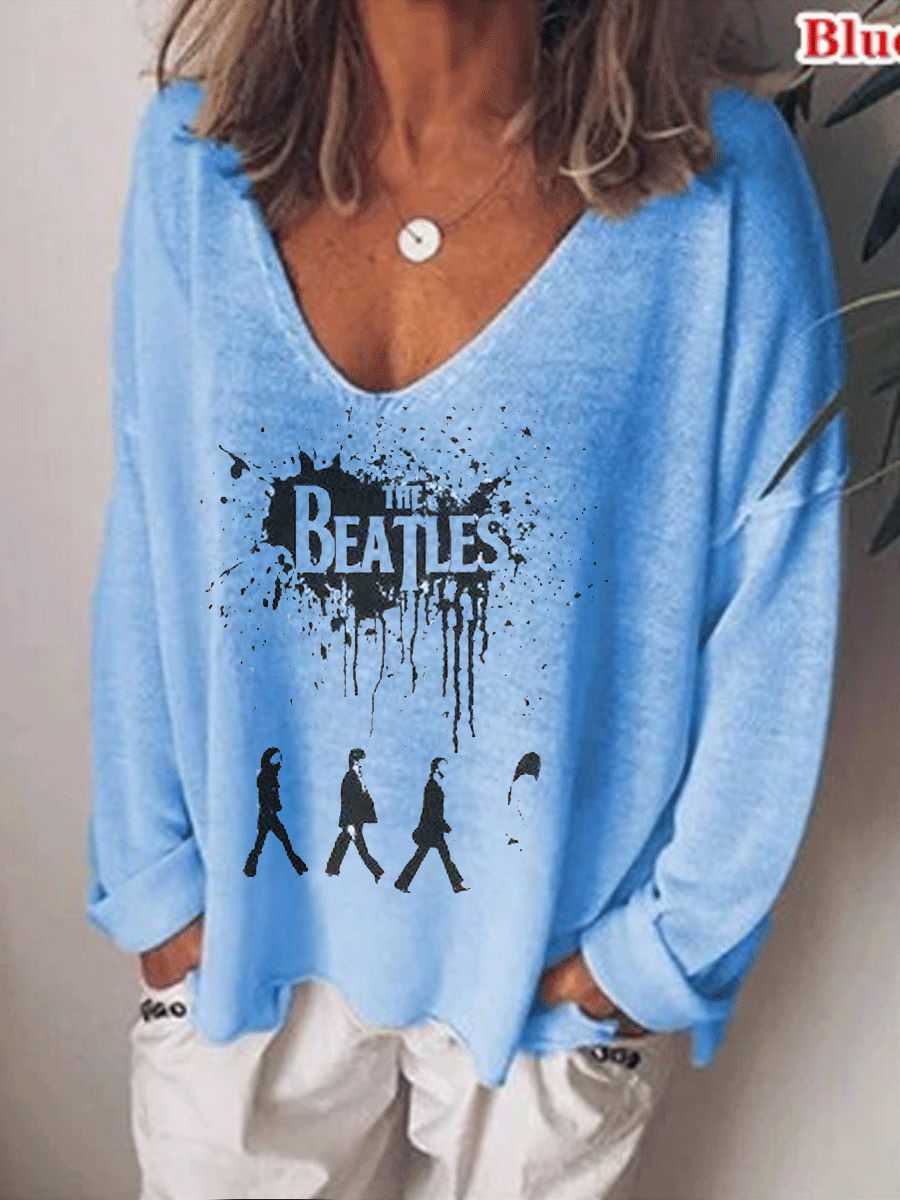 THE BEATLES Street Hipster Round Neck Loose T-shirt