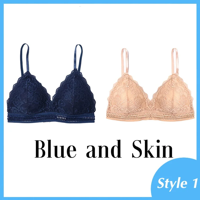 French Style Bralette Seamless Deep V Lace Bra Wireless Thin Underwear Sexy Lingerie Soft Push Up Bras For Women Hot