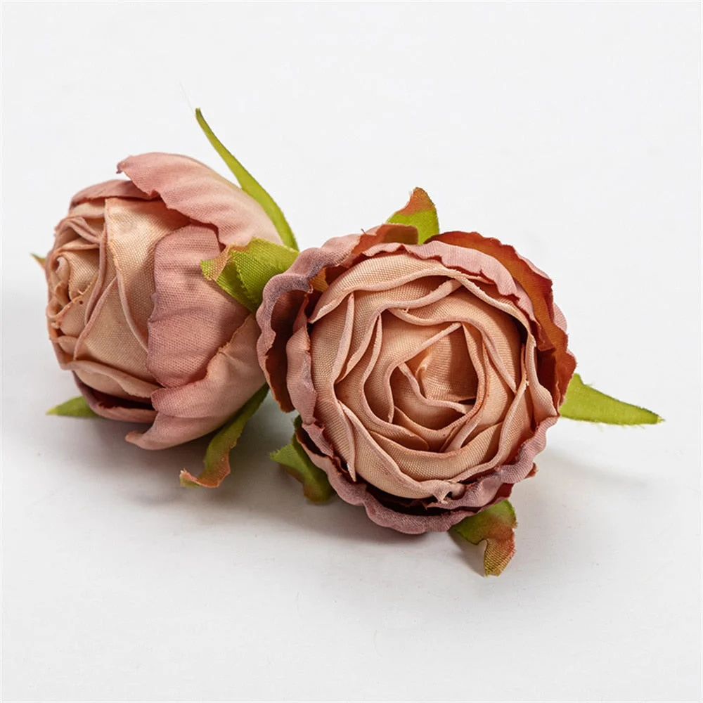 Nanairo 10pcs 3.5cm Artificial Silk Rose Flower Head Home Wedding Party Decora Christmas Craft Accessories Fake Flowers
