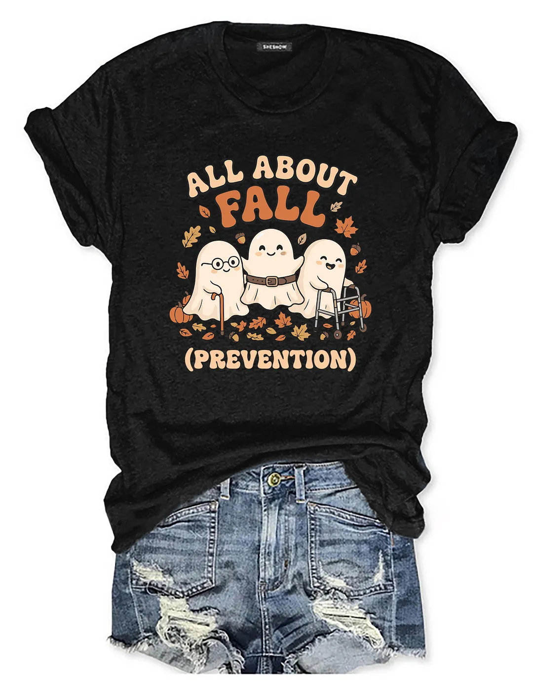 Ghost All About Fall Prevention Halloween T-shirt