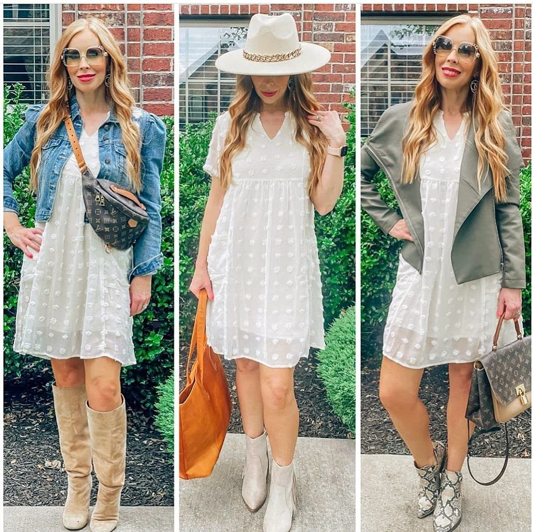 MIHOLL Women's V Neck Short Sleeve Ruffle Loose Summer Flowy Mini Dress