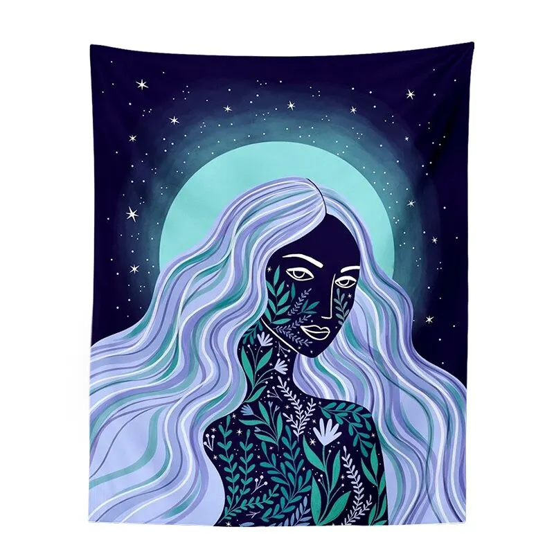 Indian Moon Phase Girl Mandala Tapestry Wall Hanging Boho decor macrame hippie Witchcraft Tapestry wall decoration cloth