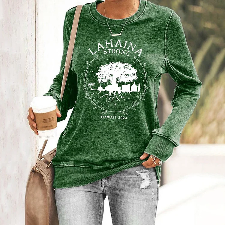 Comstylish Lahaina Strong Crew Neck Long Sleeve Sweatshirt