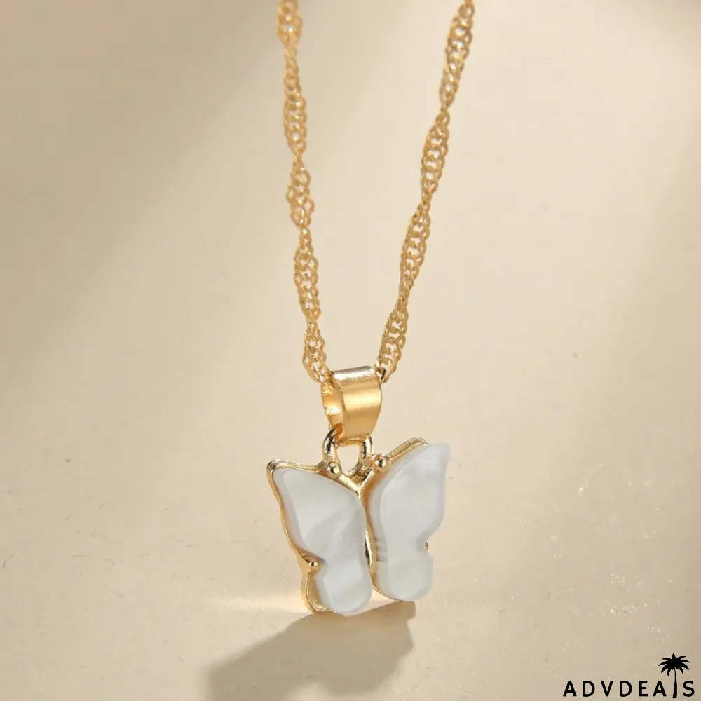White Fashion Butterfly Necklace