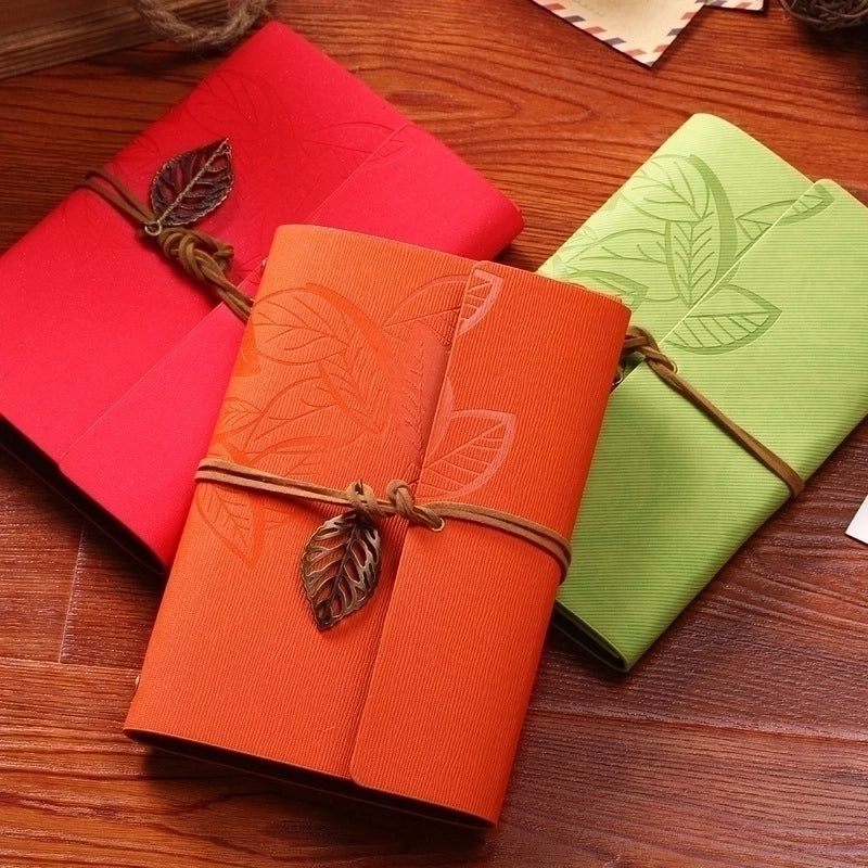 1 Piece Plant Learning School Pu Leather Paper Retro Notebook