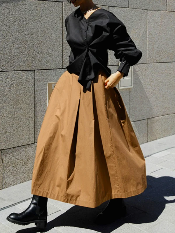 A-Line Loose Solid Color Skirts Bottoms