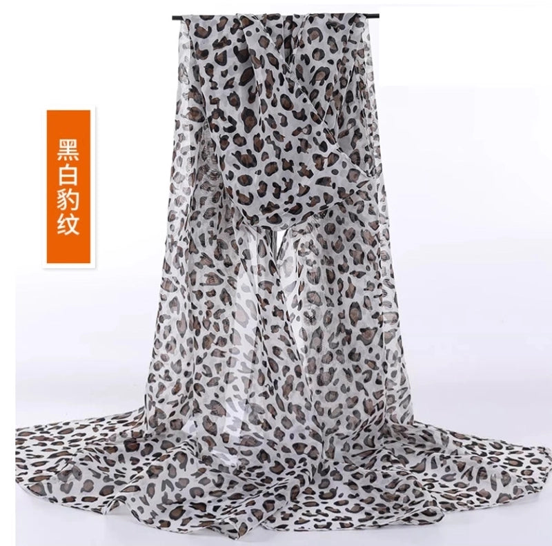 Sand Scarf Summer Small Scarf Dual-use Korean Style Small Scarf Classic Leopard Chiffon Scarf Women Thin Shawl